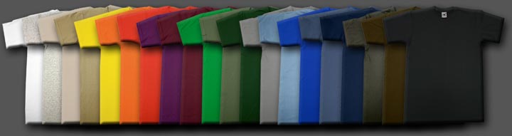 row of t shirt colours